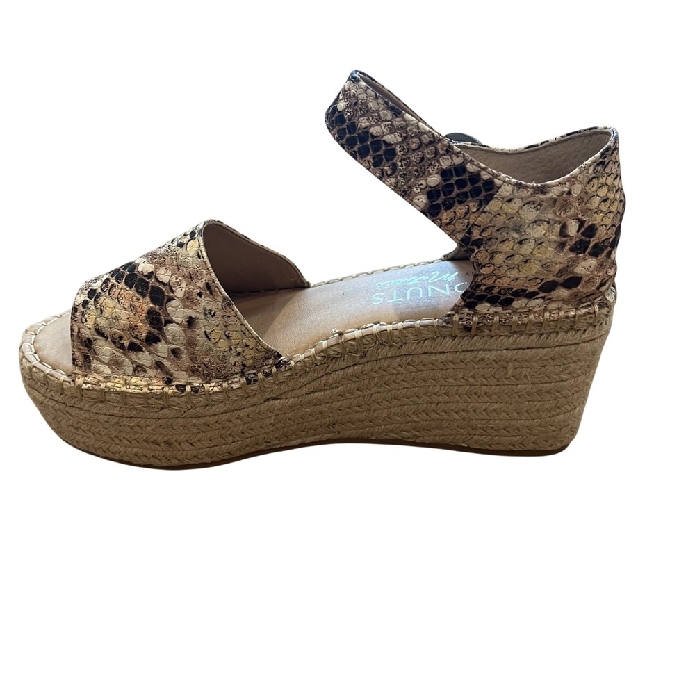 Coconuts by Matisse Flirty Snakeskin Espadrille Wedge Sandals Brown Tan Sz 8.5M - Picture 5 of 8